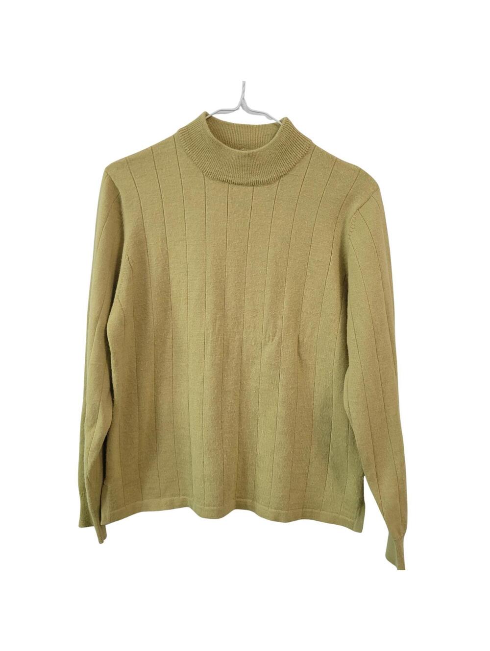 Vintage Y2K Key Lime Green Ribbed Mock Neck Sweater S/M